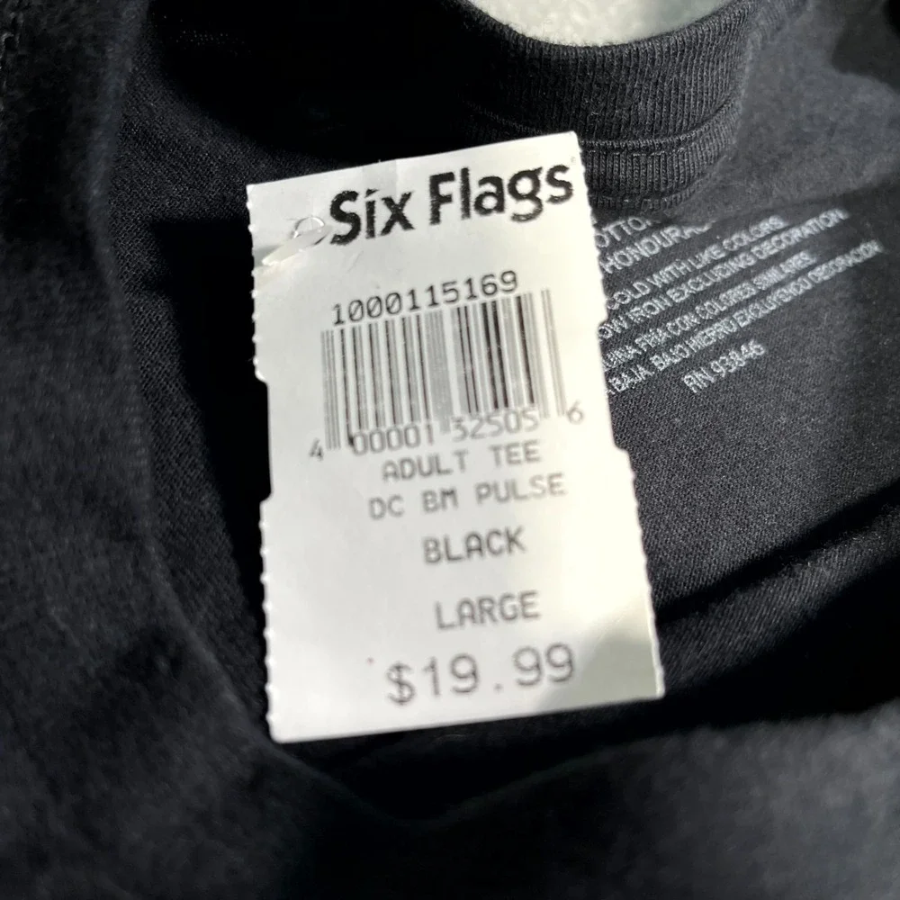 Six Flags Batman DC Comics Graphic T Shirt Adult Large Black Cotton Short Sleeve